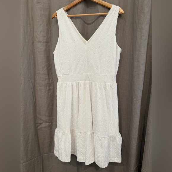 LOFT Cute White Double V-Neck Flounce Sundress - Picture 3 of 12